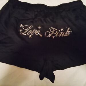 PINK Victoria's Secret Black Sleep Shorts with Rhinestone Detail
